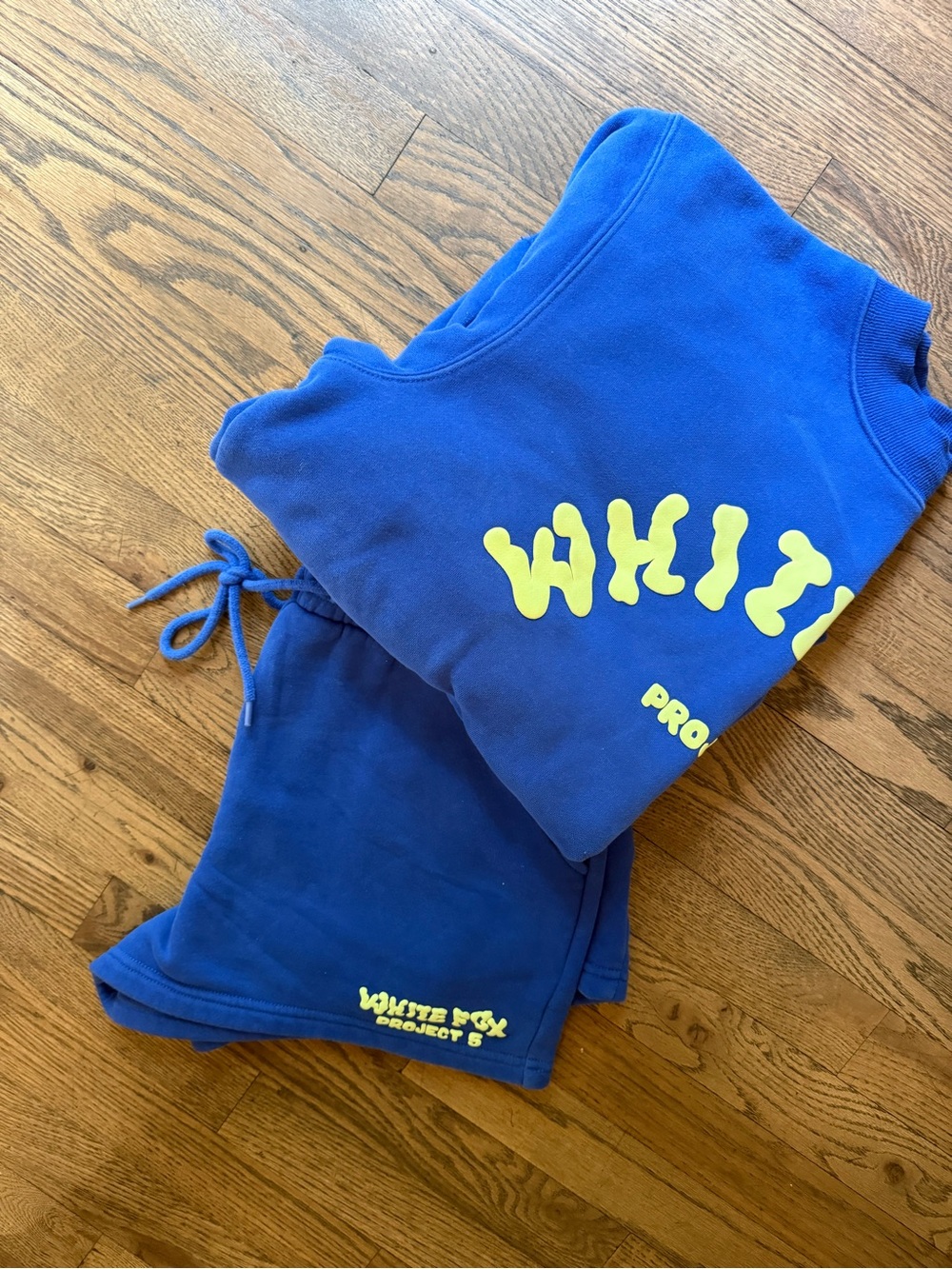 White Fox Bright Royal Blue Graphic Sweatshirt & Sweat-shorts Set
